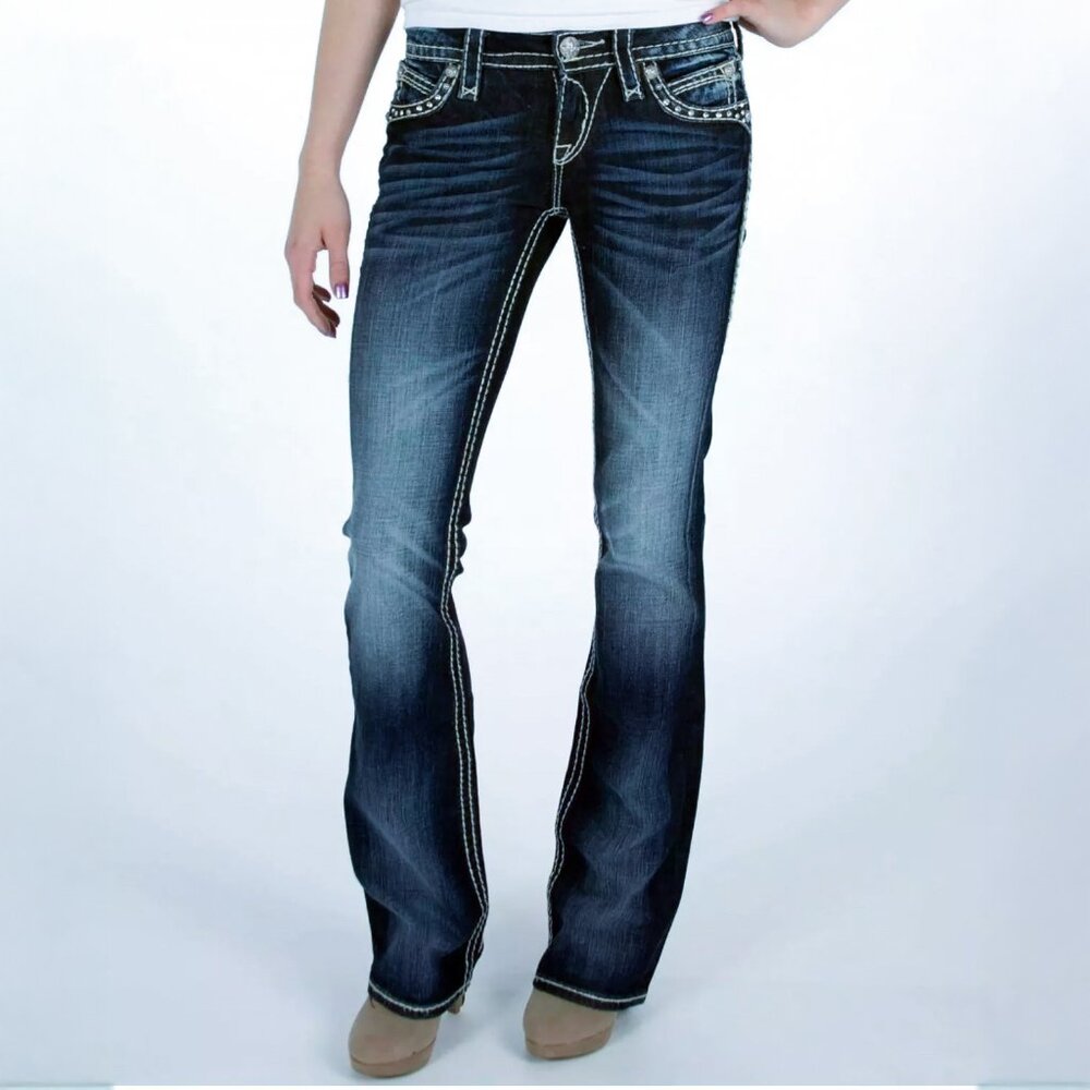 Rock Revival Boockle Elaina B23 Womens Embellished Rhingstone Jeans Bootcut 25